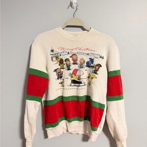 Vintage Peanuts Christmas Crewneck Sweatshirt Charlie Brown Snoopy 90s